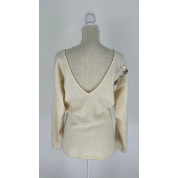 Gillian Sportswear Vintage Angora Lambswool Sequin Sweater Women Medium Cream - Picture 5 of 9